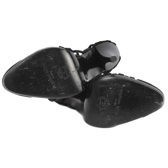 STEPHANE KELIAN Black Suede Strappy Ankle Strap Heels - Picture 6 of 6